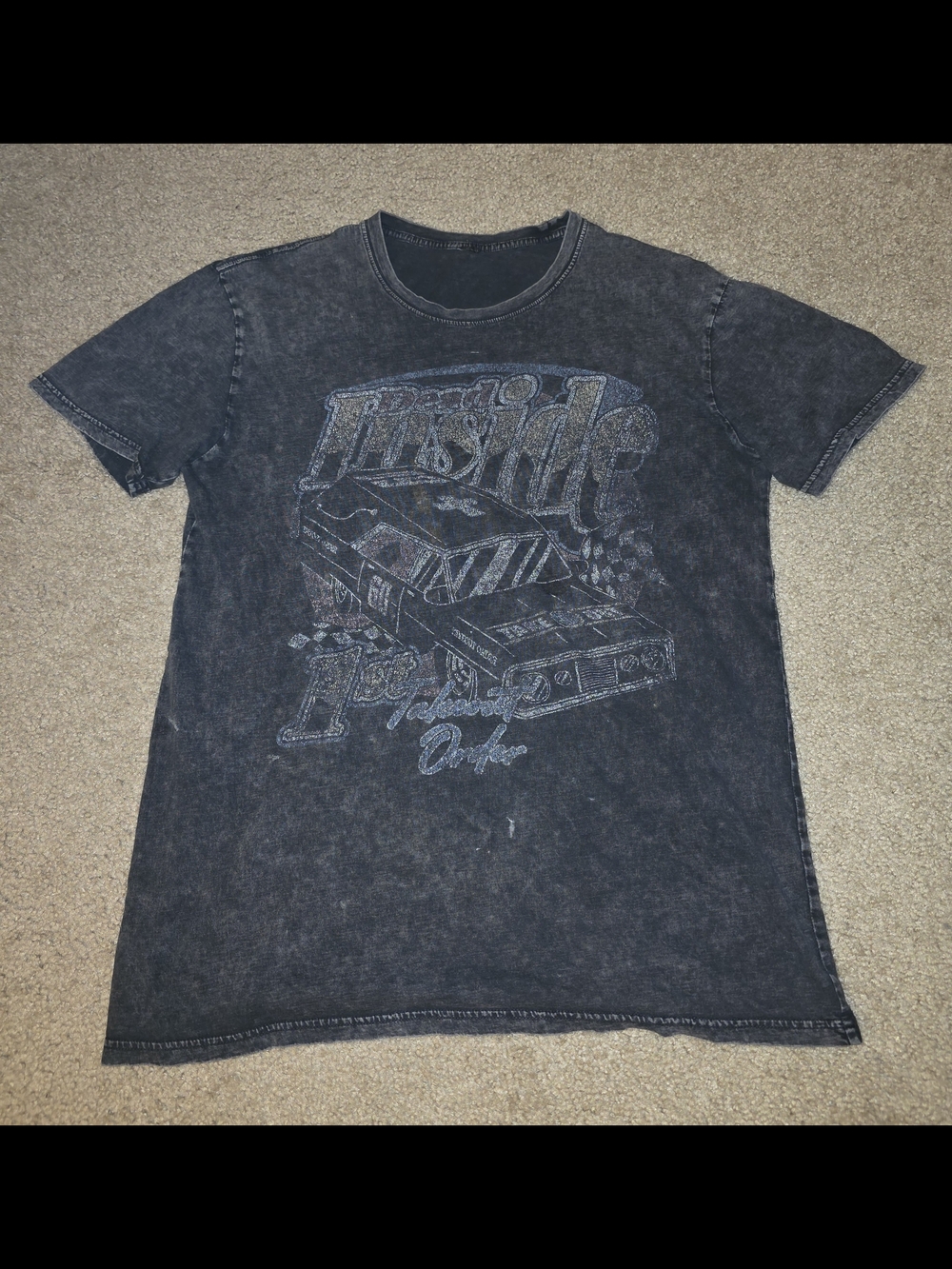 Vintage Distressed Faded Black 'Dead Inside' Graphic Tee Adult Large